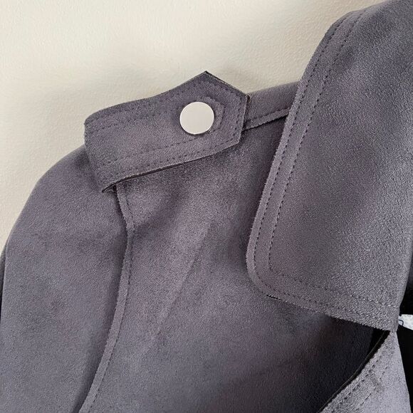 philosophy Faux Leather Suede Gray Moto Jacket | Size Petite Small - Picture 6 of 9
